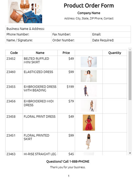 Product Order Forms